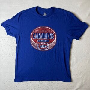 Montreal Canadiens Hockey T Shirt Mens Large Blue NHL Licensed Adult Tee